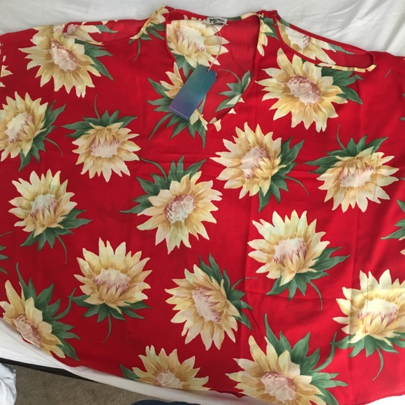 NWT Show Me Your Mumu red Sunflower Peta-boo tunic - Picture 2 of 3